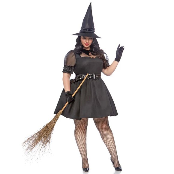 Plus 3Pc Witch Costume Womens Size 3x 4x Black Halloween Dress Set - Picture 3 of 10